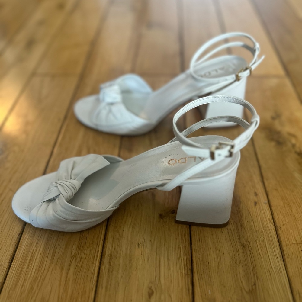 Aldo White Heels with Bow Detail